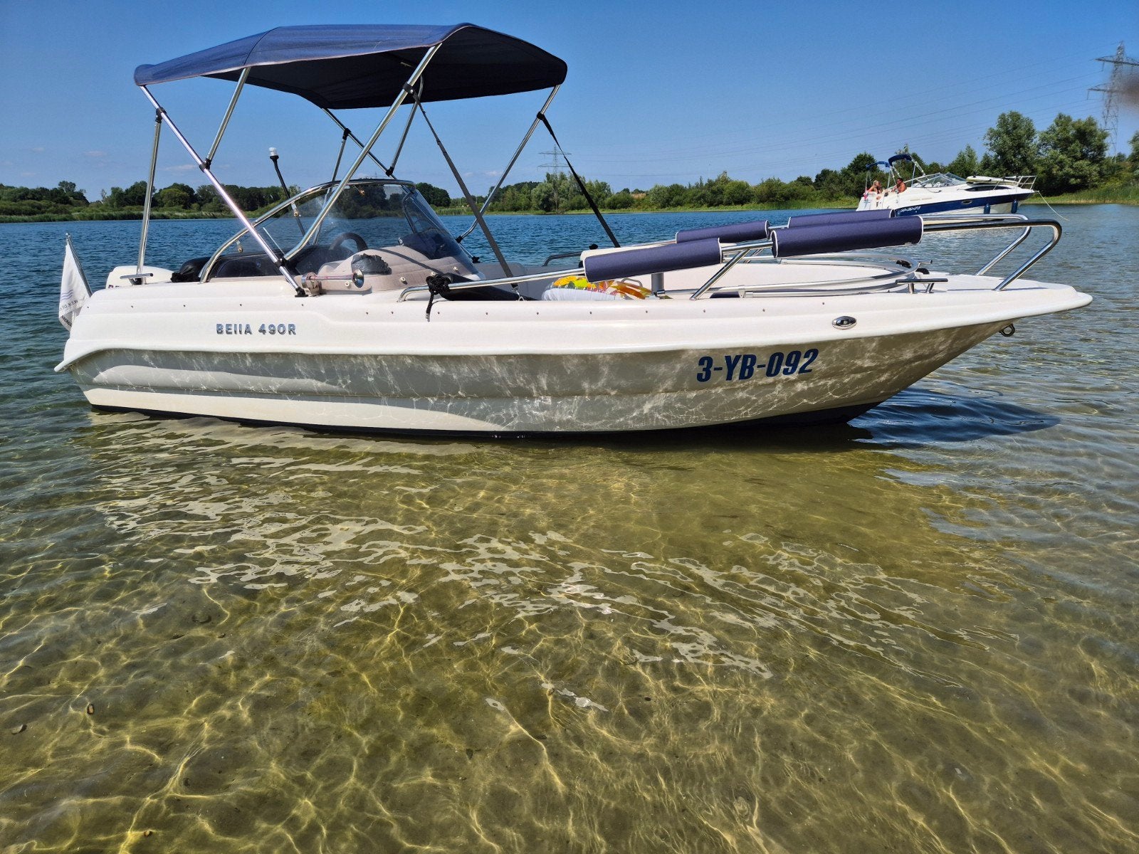 Bella 490R  met Evinrude E-TEC 50pk incl pega trailer €7200, Overige merken, Gebruikt, Biminitop, Buitenboordmotor