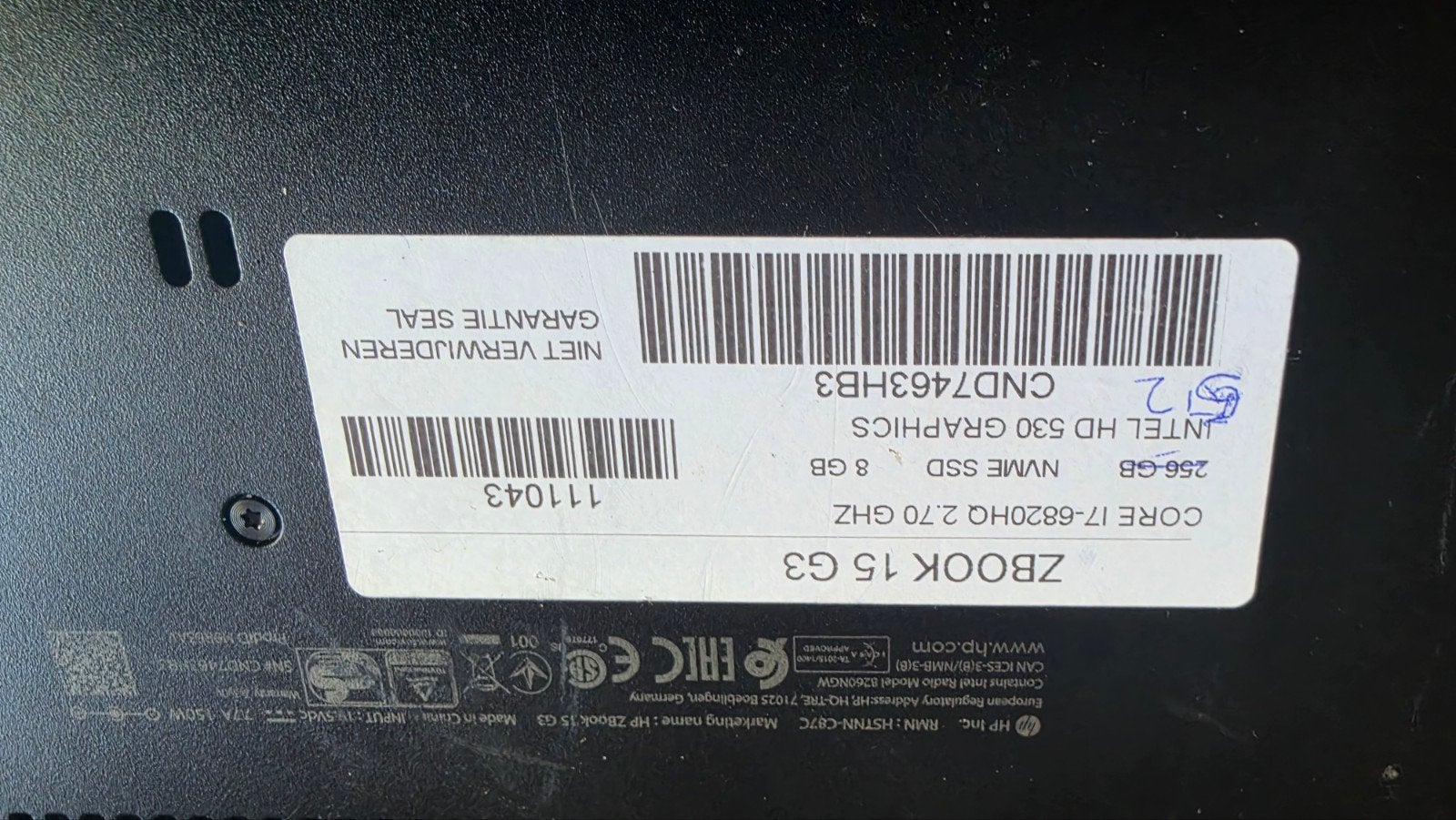 HP ZBook 15 G3 - i7-6820HQ, 16GB RAM, 477GB SSD, Computers en Software, Windows Laptops, Gebruikt, Met videokaart, 2 tot 3 Ghz