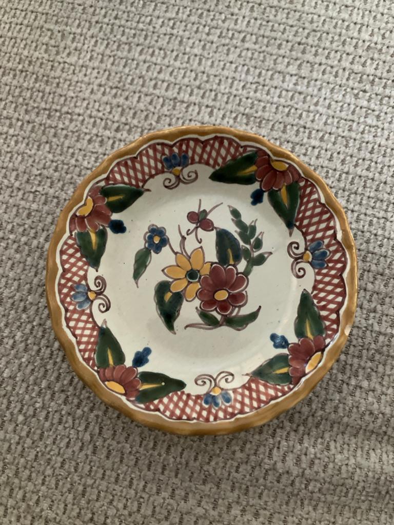 Decoratief Wandbordje met Bloemenpatroon - Handgeschilderd, Antiek en Kunst, Ophalen