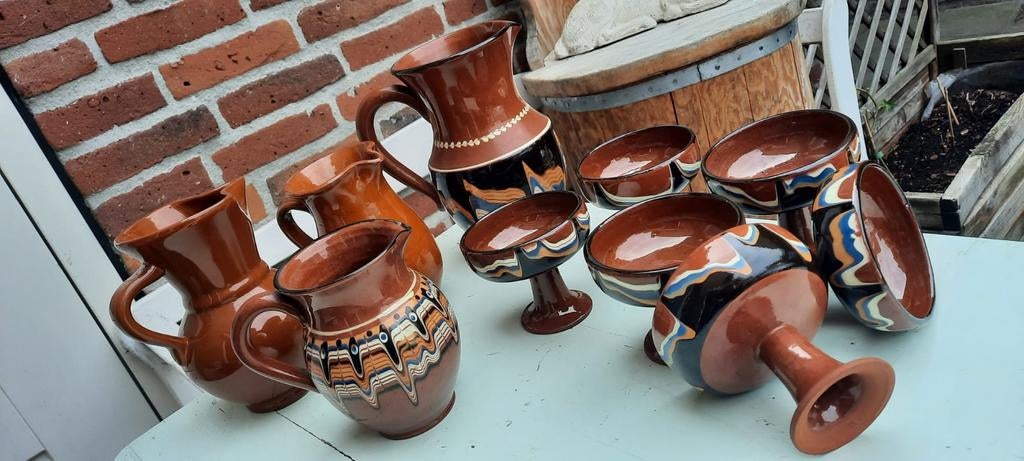 Vintage Bulgaars servies, schenkkannen en ijscoupes., Ophalen of Verzenden