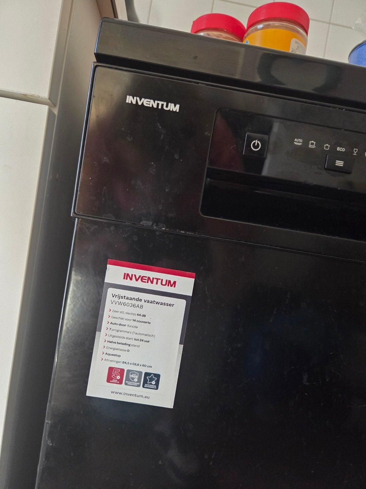 Inventum Vrijstaande Vaatwasser VVW6008AB Zwart, Ophalen, Zo goed als nieuw, 85 tot 90 cm, Eco programma