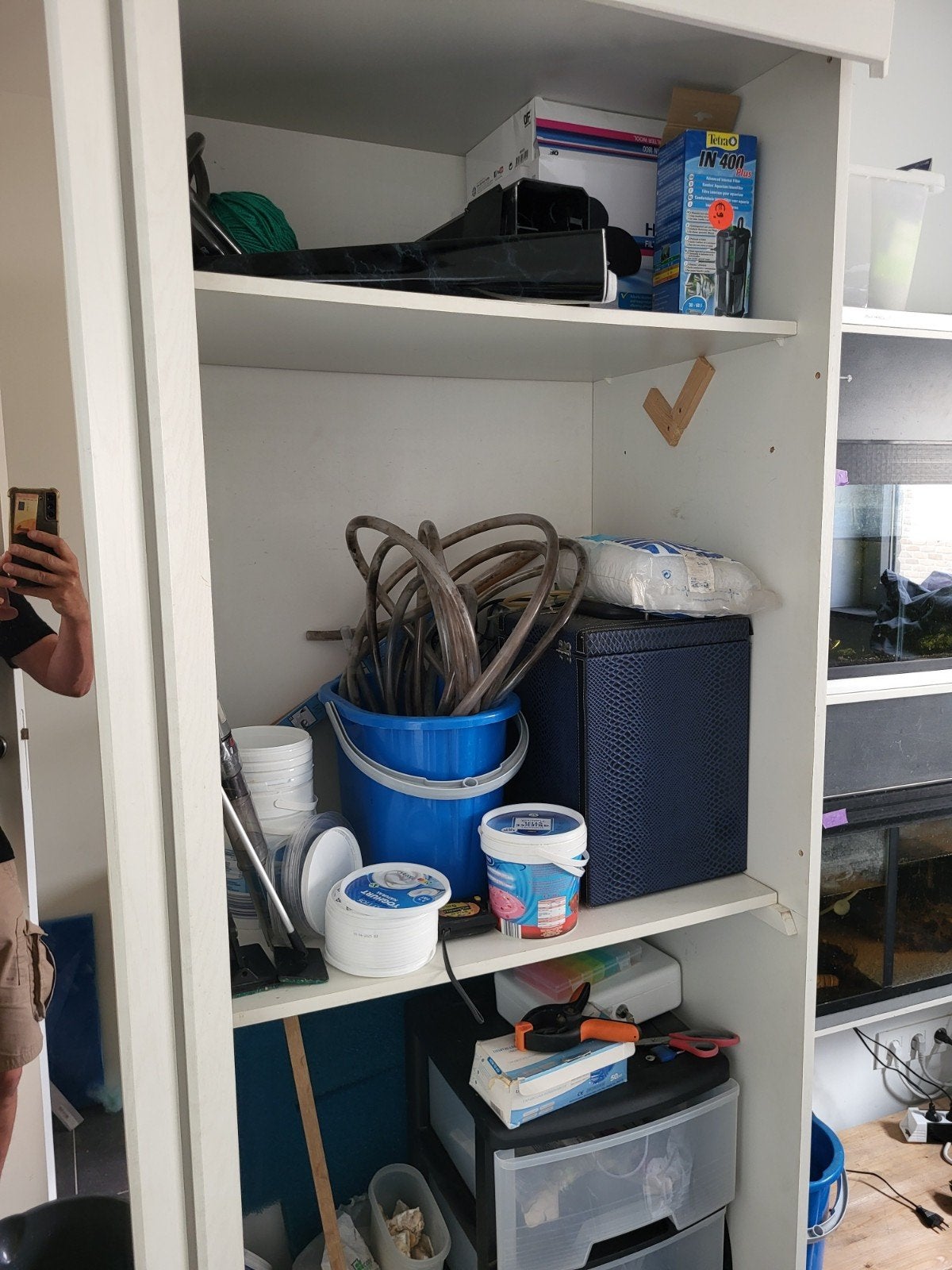 Witte kledingkast met schuifdeuren en planken, Huis en Inrichting, Kasten | Overige, Ophalen, Gebruikt