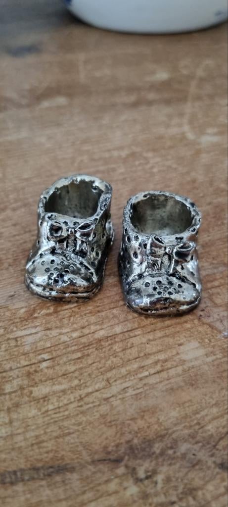 Miniatuur Zilveren (?) Babyschoentjes, Antiek en Kunst, Ophalen of Verzenden