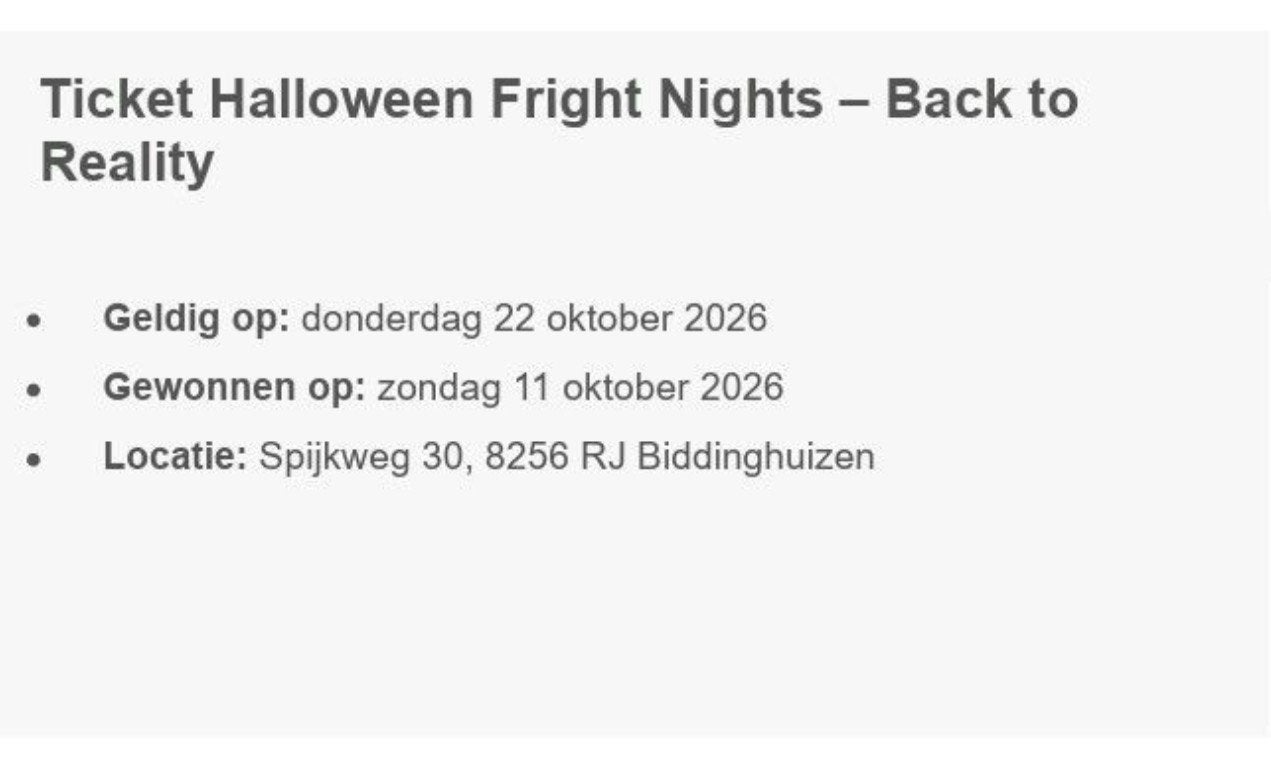 Walibi Halloween do 22 oktober 2026, Eén persoon