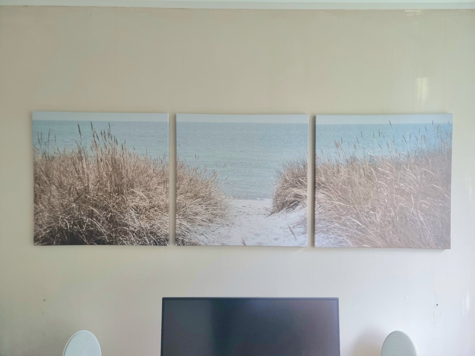 Drieluik Strandlandschap 56x56 cm, Ophalen, 50 – 75, 125 cm of meer, Zo goed als nieuw