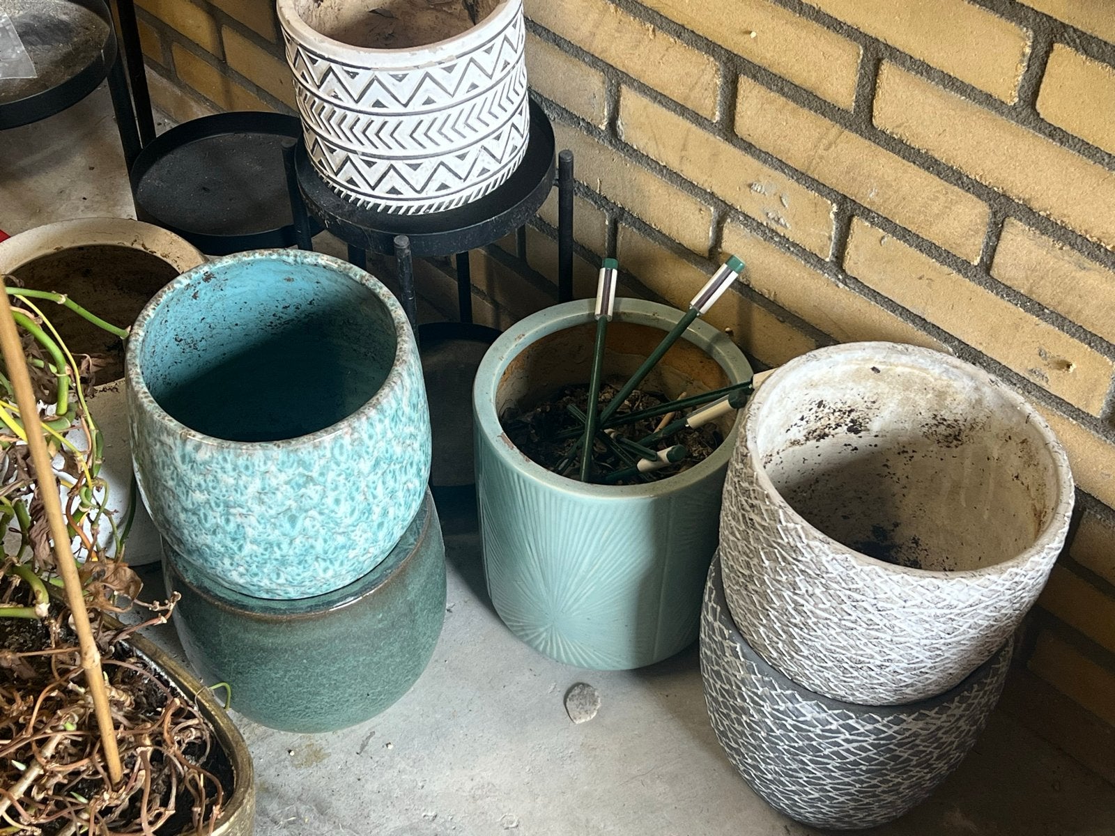Diverse bloempotten en plantenbakken, Gebruikt, Rond, Binnen, Minder dan 40 cm