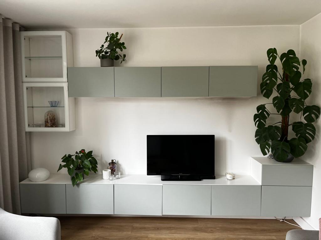 Ikea best wand televisie meubel, wit groen 360 breed, Ophalen, 25 tot 50 cm, 200 cm of meer, Minder dan 100 cm