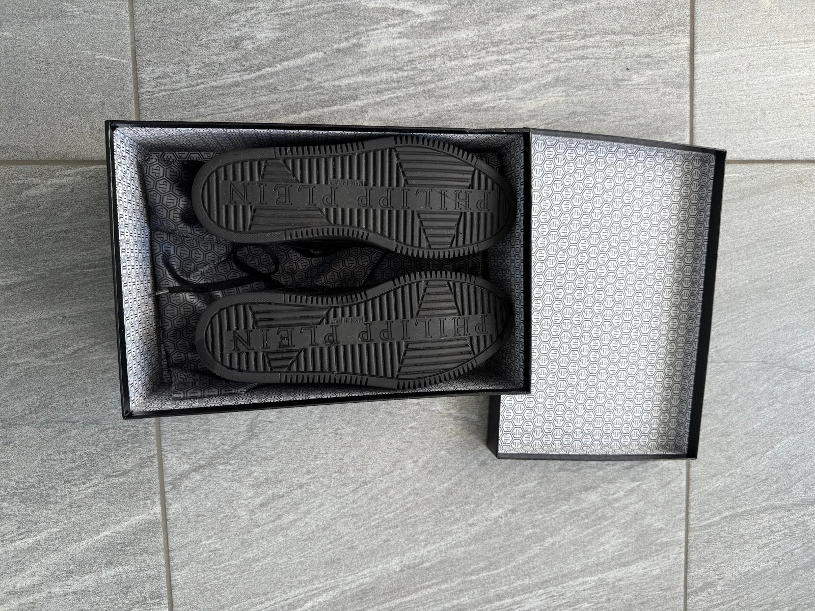 Philipp Plein Low-Top Sneakers "Burger" Zwart Maat 40, Ophalen, Zo goed als nieuw, Zwart, Sneakers of Gympen