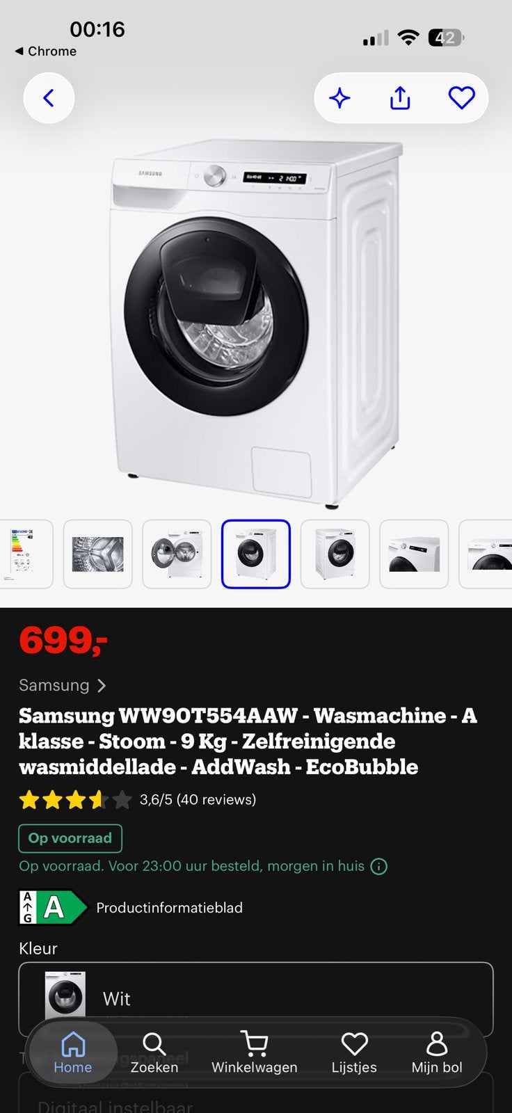 Samsung Wasmachine 9kg - 1400 toeren - Zeer weinig gebruikt, Witgoed en Apparatuur, Ophalen, 1200 tot 1600 toeren, 8 tot 10 kg