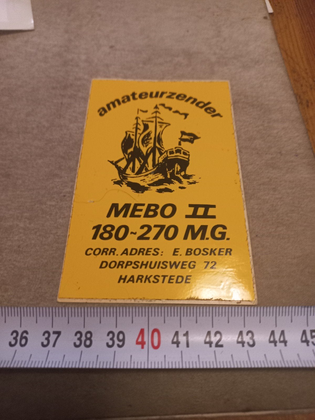 Vintage Amateurzender Mebo II 180-270 M.G. QSL-kaart, Ophalen of Verzenden, Gebruikt