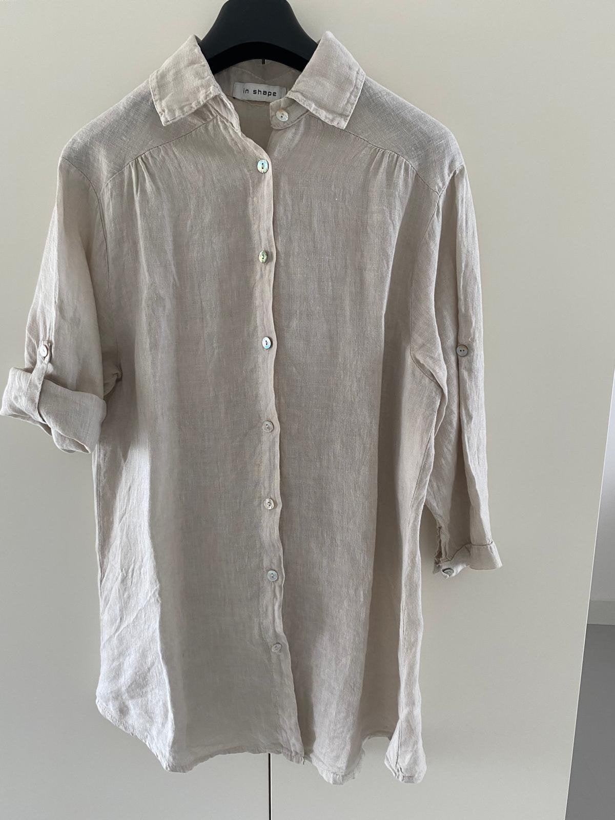 Blouse, merk Inshape, beige, maat S, 100% linnen, Ophalen of Verzenden, Zo goed als nieuw, Maat 36 (S), Beige