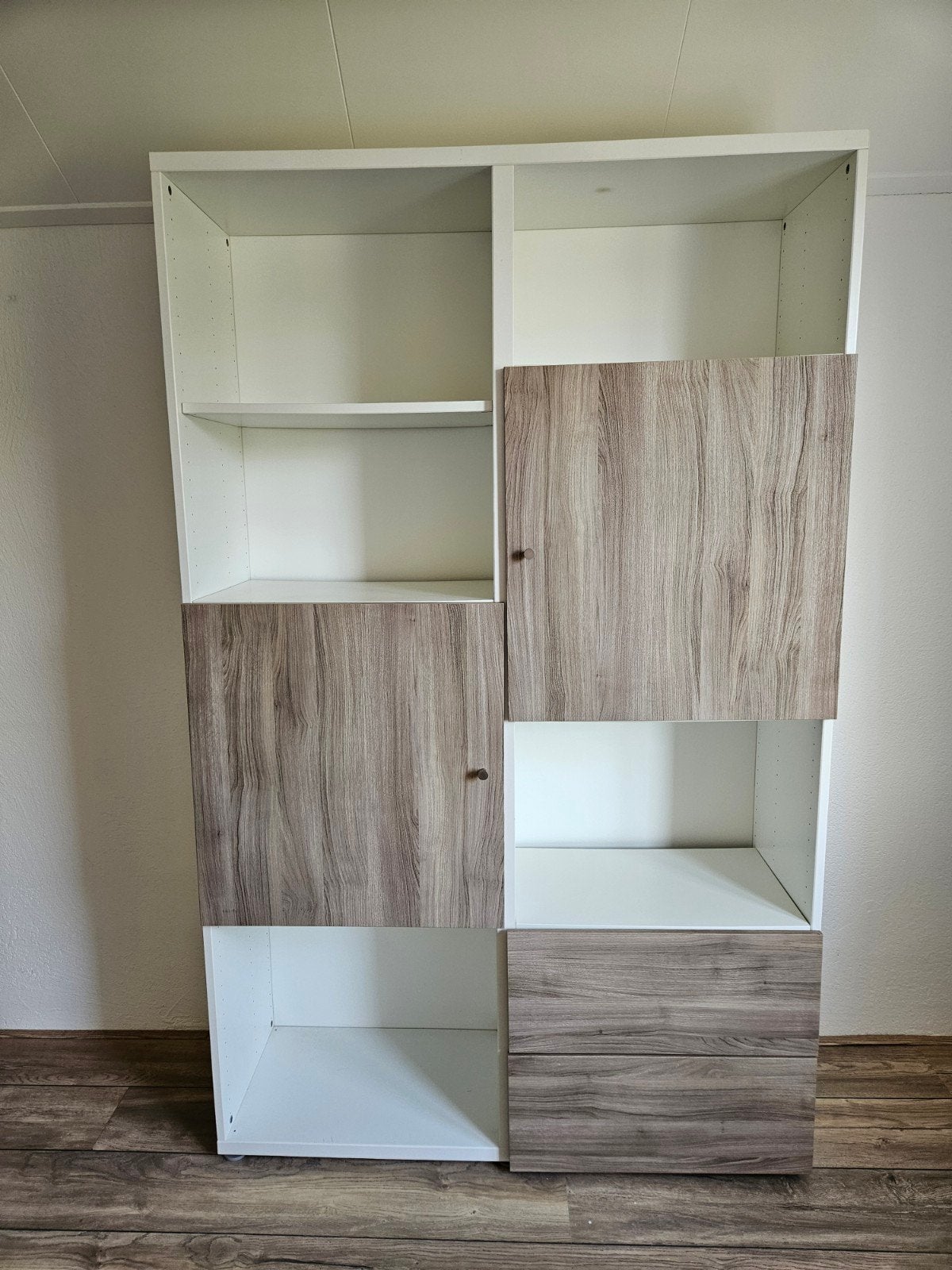 Nette kast met deuren en lades - Wit/Houtnerf, Ophalen, Zo goed als nieuw, Modern, 150 tot 200 cm