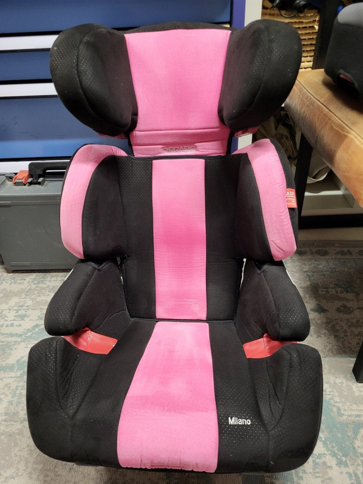 Recaro Milano autostoel - Roze/Zwart (3-punts gordel), Romer, 15 t/m 36 kg, Gebruikt, Autogordel
