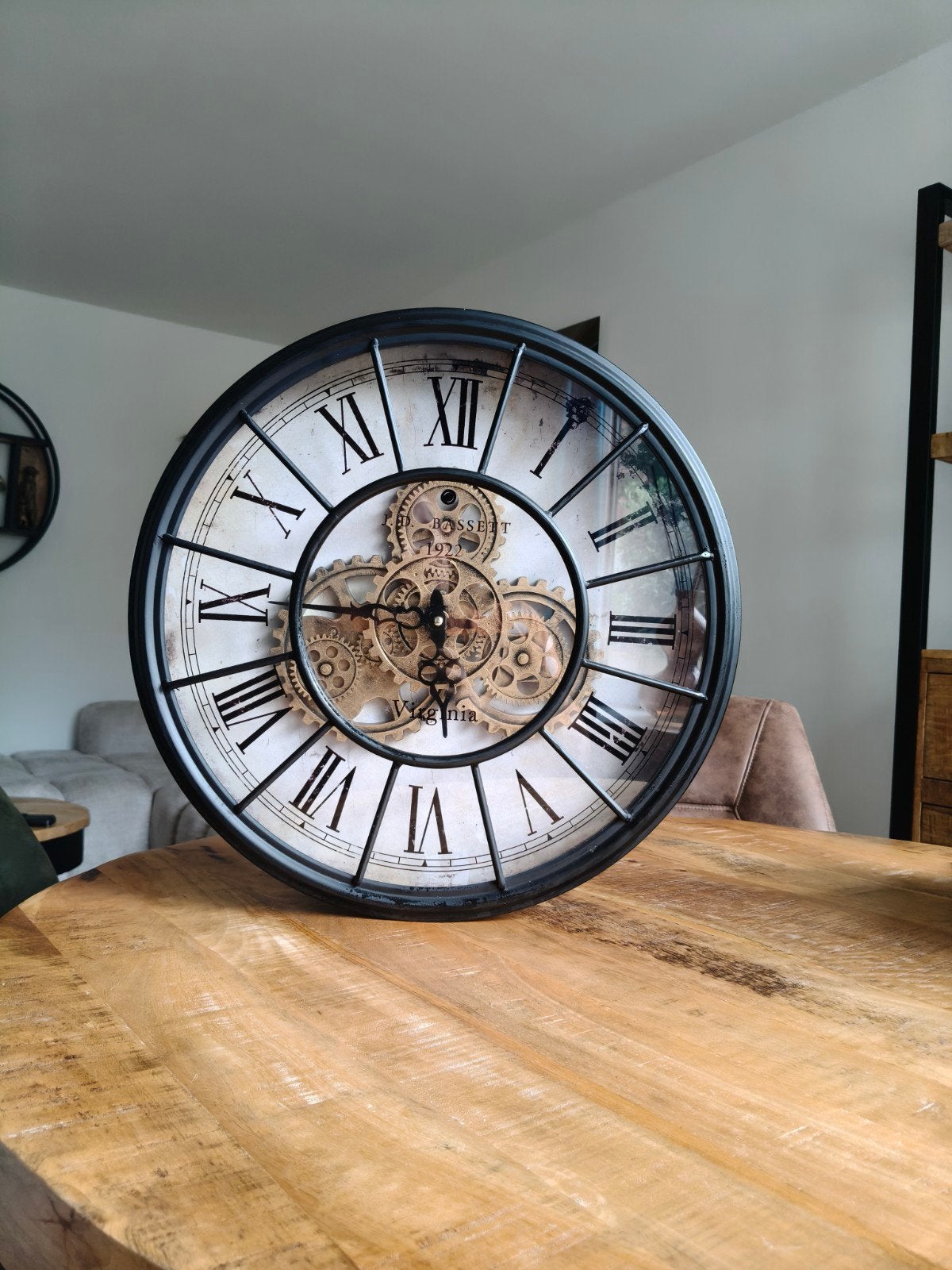 Wandklok met Zichtbaar Uurwerk - Industrieel Design, Huis en Inrichting, Woonaccessoires | Klokken, Ophalen, Wandklok, Analoog