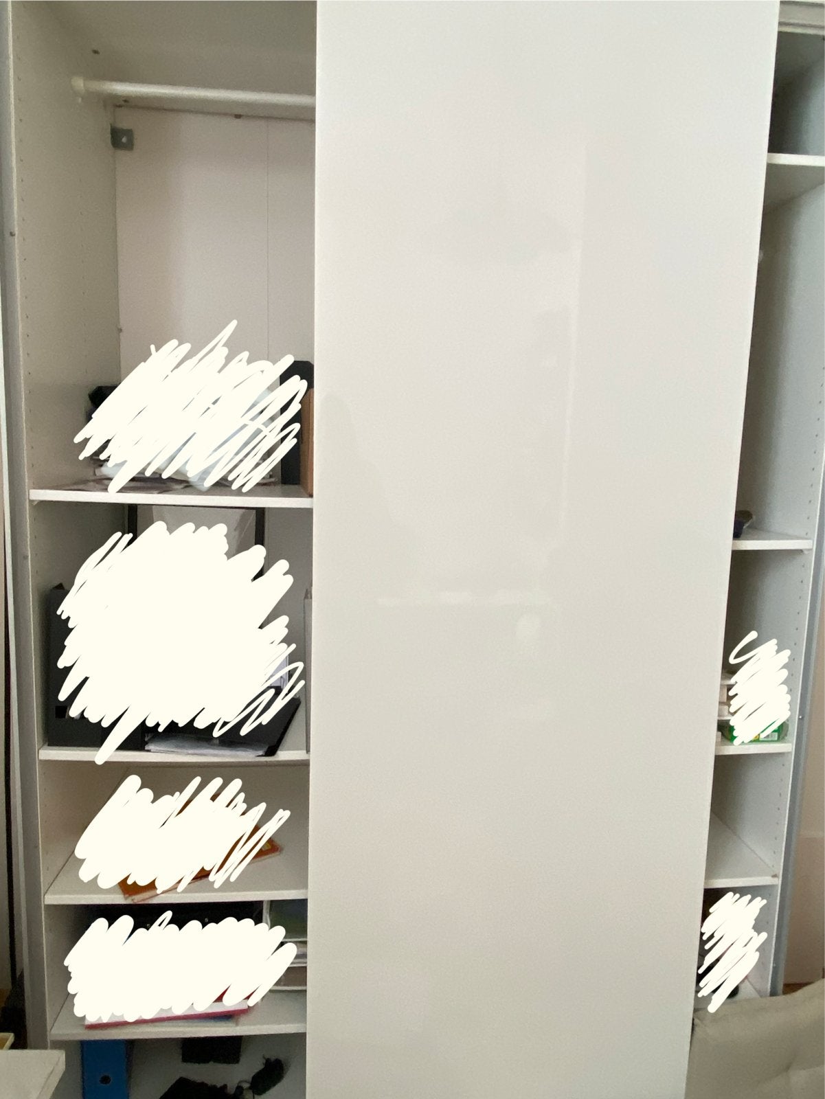 Ikea Pax Kast Wit Glans met Planken en Roedes, Huis en Inrichting, Kasten | Kledingkasten, Gebruikt, 100 tot 150 cm, 200 cm of meer