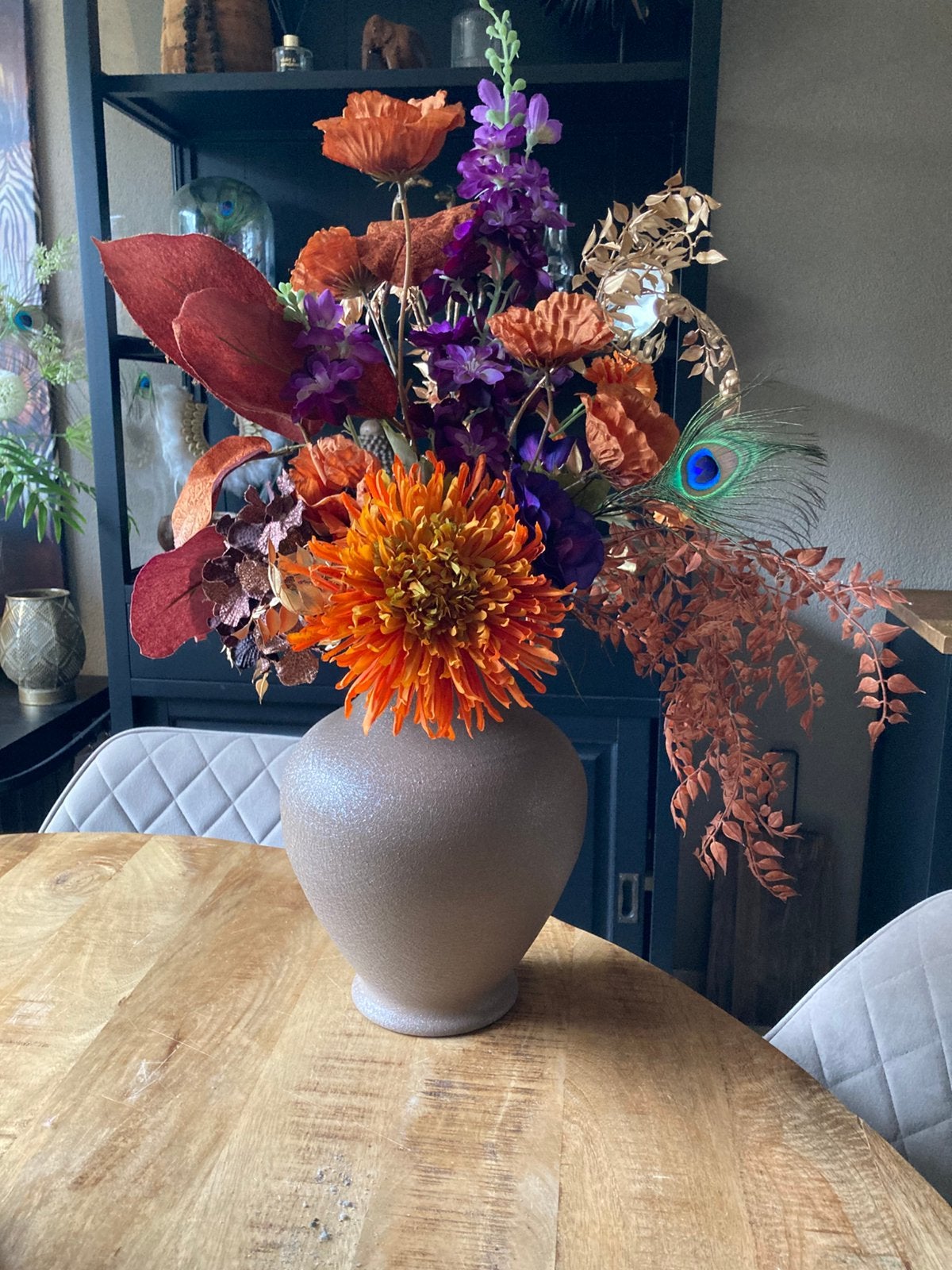 Zijden bloemen in vaas Compleet Zijde Set, Ophalen of Verzenden, Nieuw, Bloemstuk