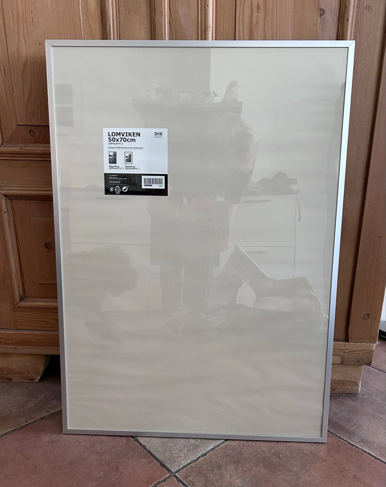 IKEA LOMVIKEN Fotolijst 50x70cm Zilverkleurig, Ophalen, Zo goed als nieuw, Fotolijst, Met glas