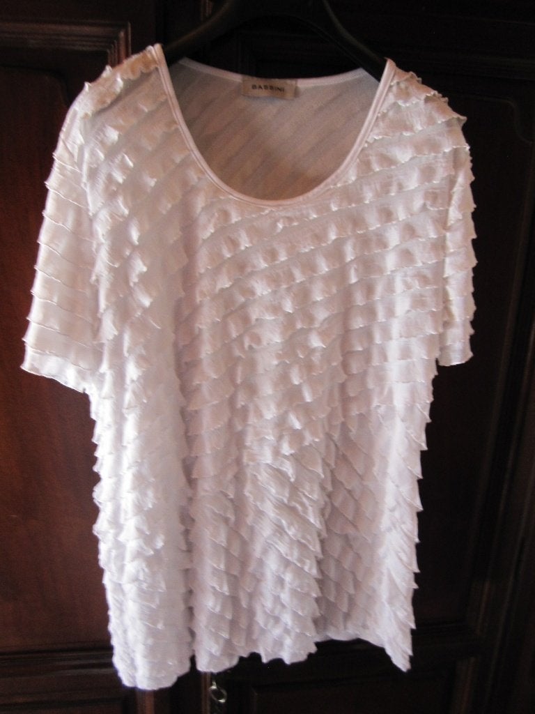 Mooie witte Bassini blouse - maat 44, Verzenden, Wit, Maat 42/44 (L), Zo goed als nieuw