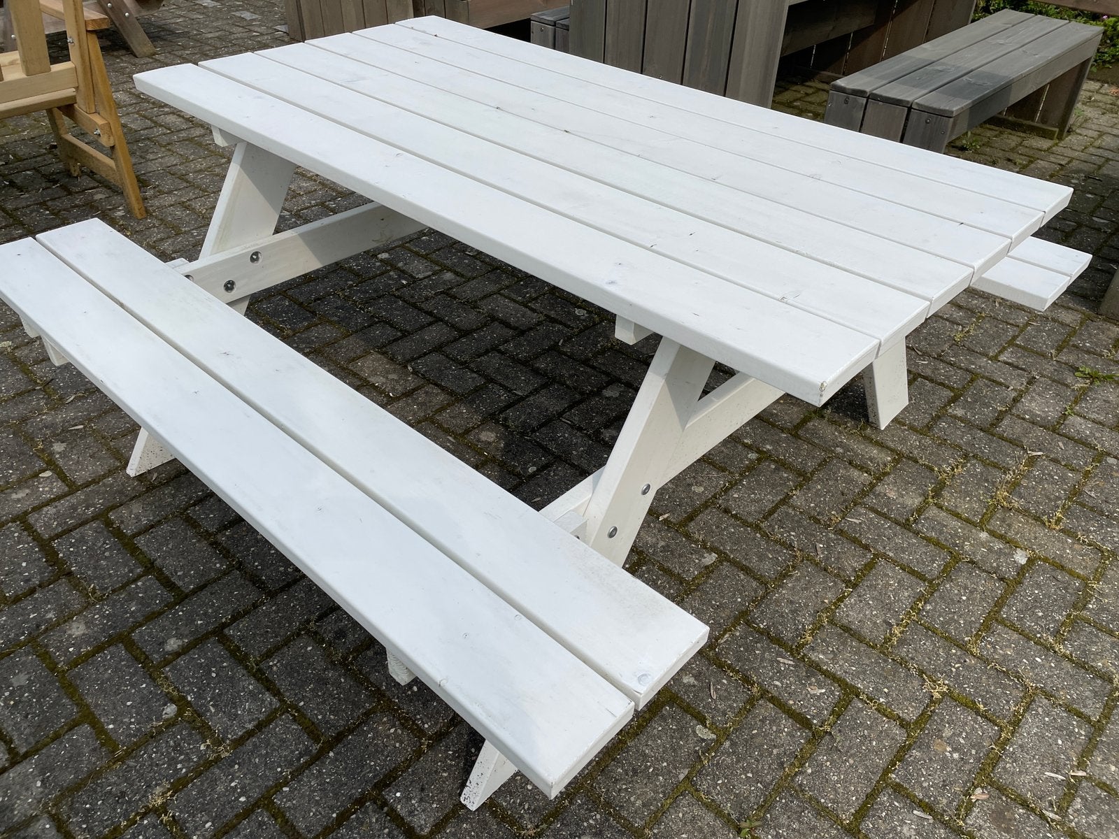 20 witte picknicktafels 1000 euro - alles in 1x afnemen, Tuin en Terras, Tuinbanken, Ophalen, Gebruikt, Kunststof