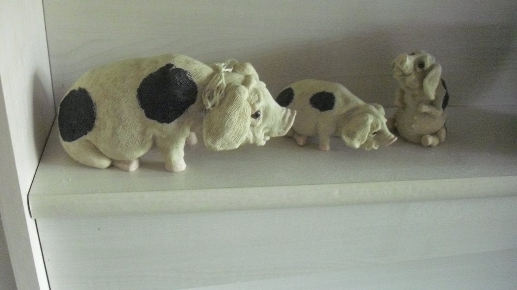 3 stenen beeldjes-Varkens, Ophalen of Verzenden, Zo goed als nieuw, Dier