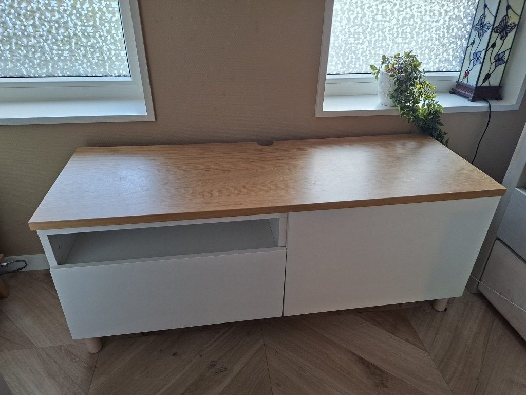 Ikea Besta TV meubel (2 delen) - 120x42x51,5 cm, Huis en Inrichting, Ophalen, Gebruikt, 100 tot 150 cm, Scandinavisch