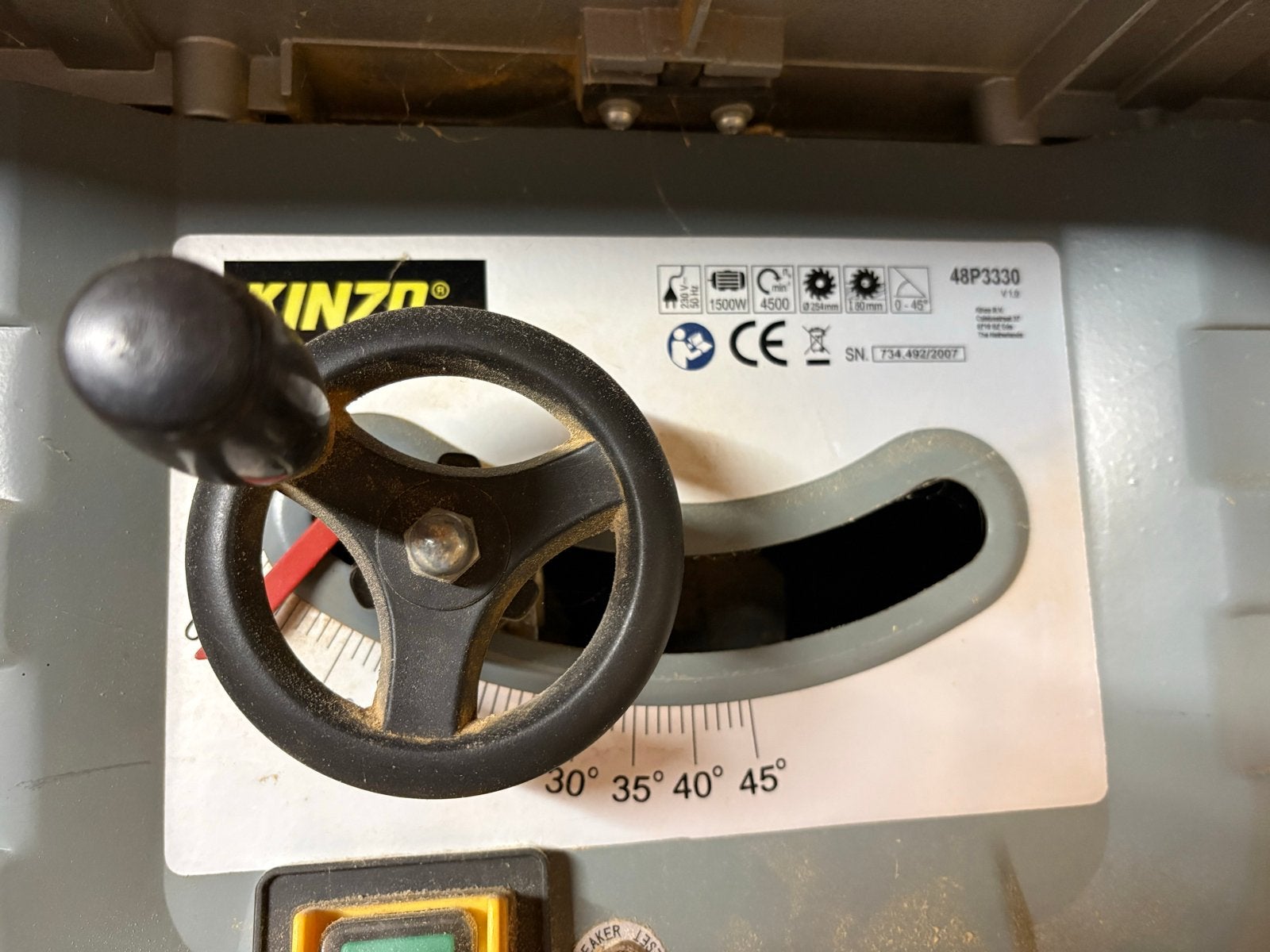 Kinzo Tafelzaag 1500W - Krachtige Cirkelzaag, Doe-het-zelf en Verbouw, Gereedschap | Zaagmachines, Ophalen, Gebruikt, Cirkelzaag