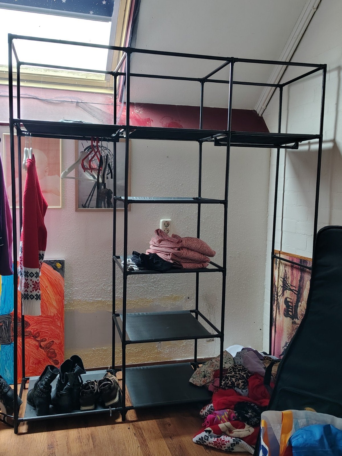 Opvouwbare kledingkast, Huis en Inrichting, Kasten | Kledingkasten, Ophalen, 100 tot 150 cm, Modern, functioneel, opvouwbaar, Met plank(en)