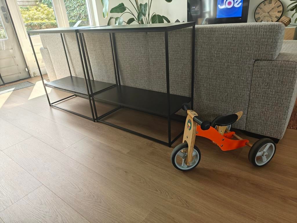 Set van 2 sidetables met metalen frame, Ophalen, Gebruikt, Modern industrieel, 25 tot 50 cm