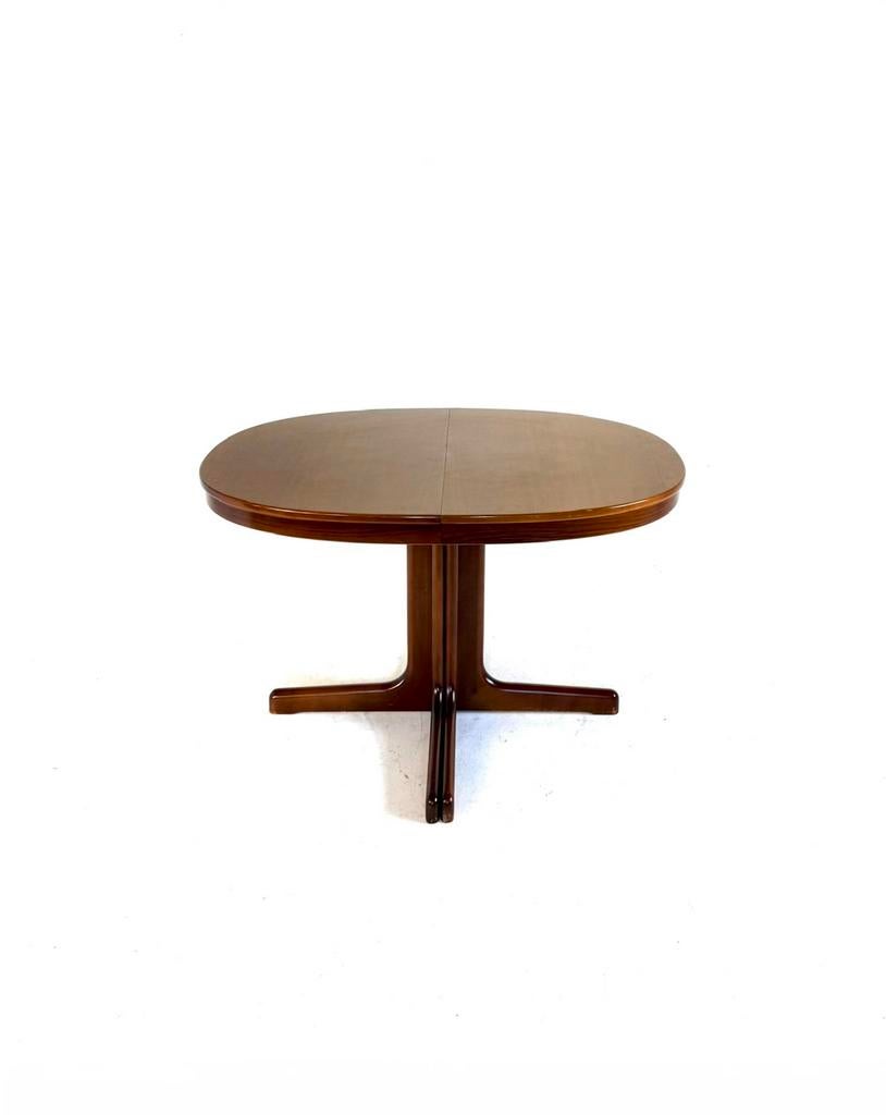 Vintage XL verlengbare teakhouten eettafel, Lübke ‘60, Teakhout, Vintage retro buisframe design rotan webbing papercord deens