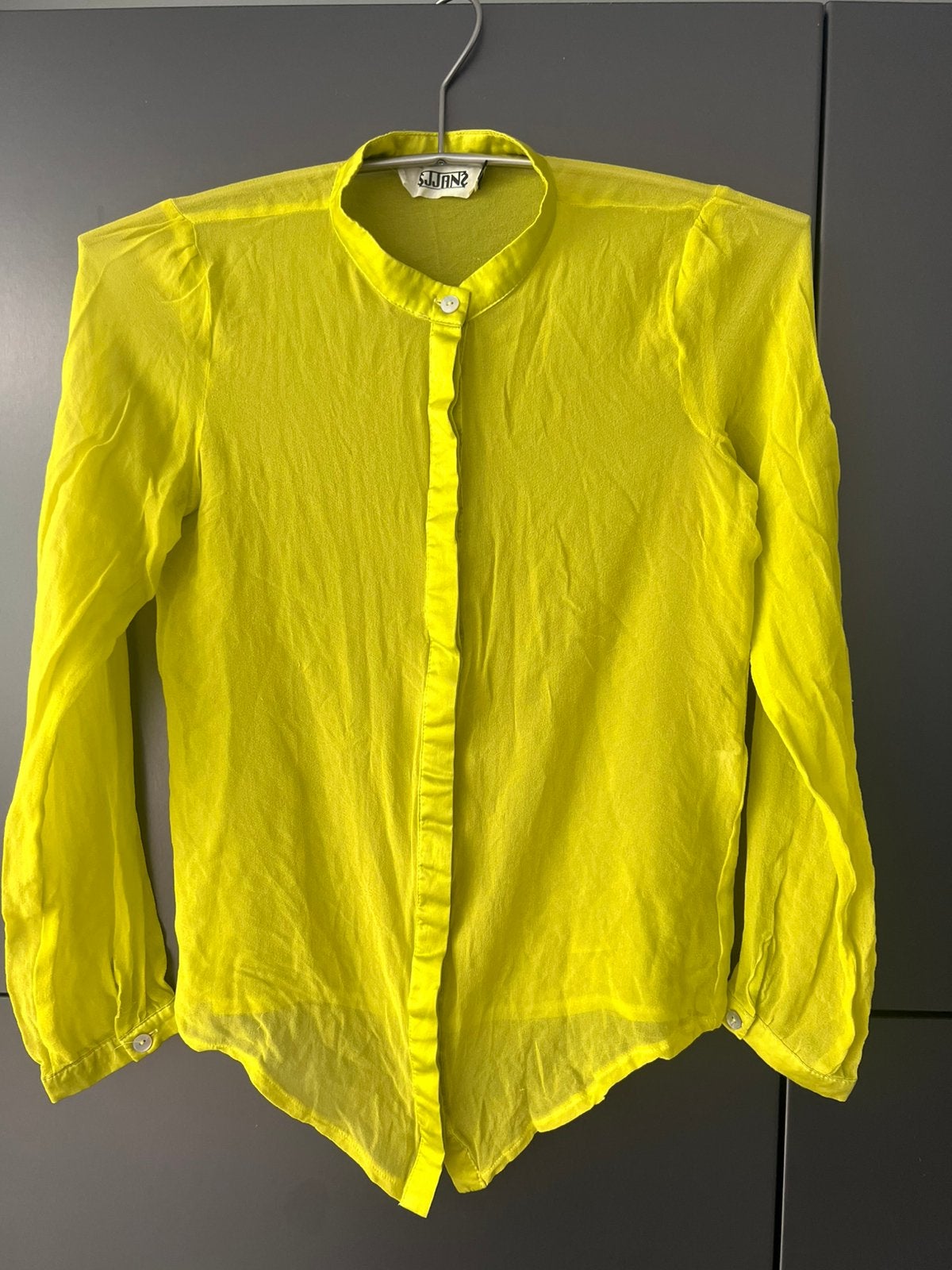 SJJANS VINTAGE VEL GEEL BLOUSE OVERHEMD 100% PUUR ZIJDE S, Ophalen of Verzenden, Zo goed als nieuw, Maat 36 (S), Geel