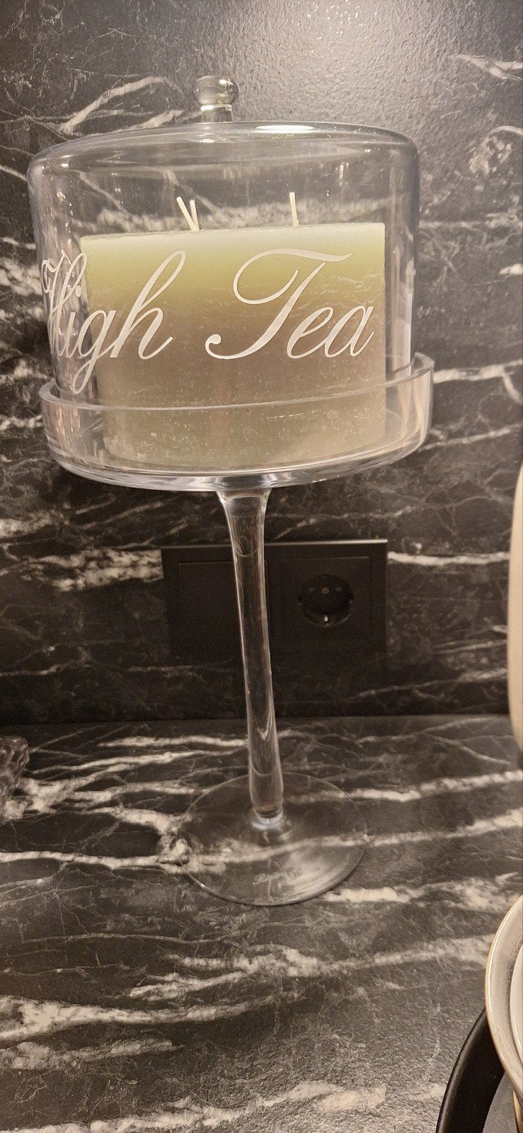Riviera Maison stolp glas op voet inclusief kaars, Ophalen, Wit, Rivièra Maison, Kandelaar