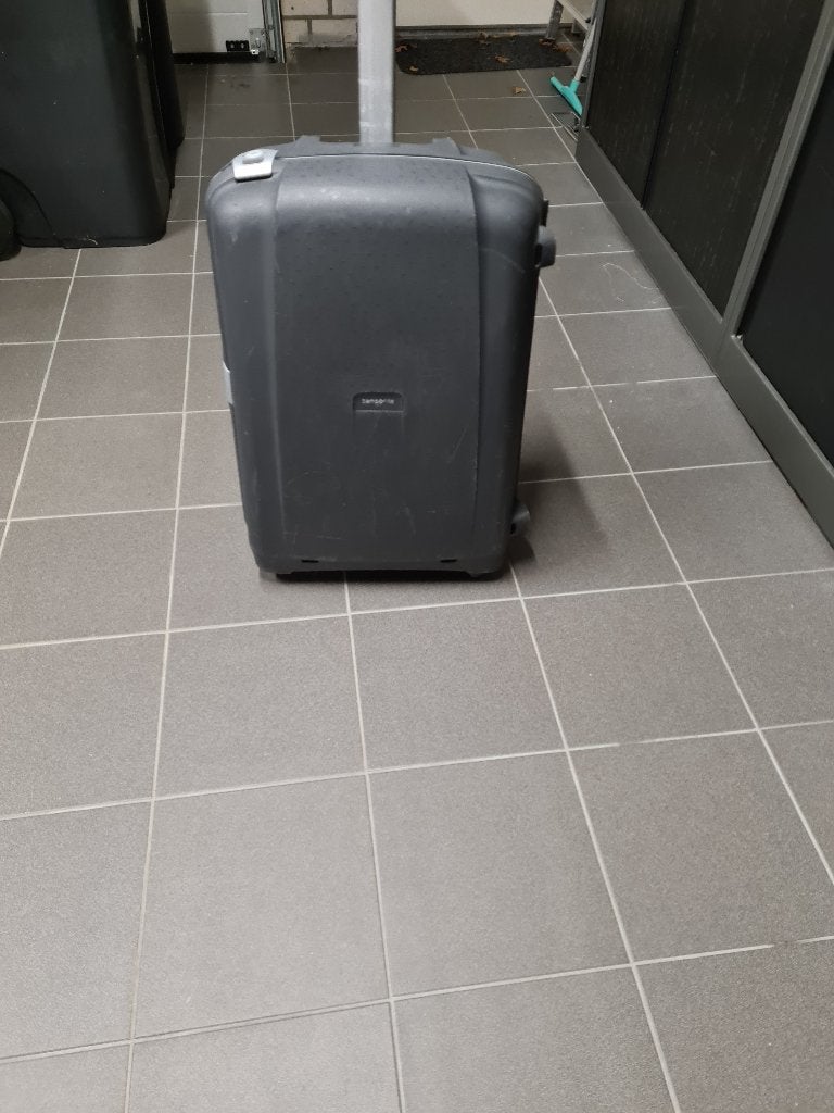 Grijze samsonite koffer, Gebruikt, Hard kunststof, Slot, 35 tot 45 cm