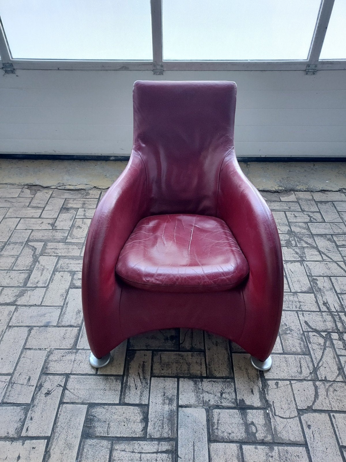 Montis fauteuil, rood leer, zo goed als nieuw, Ophalen, Leer, Zo goed als nieuw, Rood
