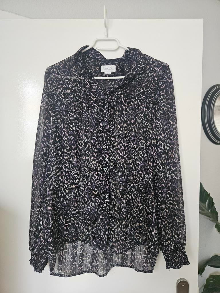 Cotton Club blouse met print - Maat M, Kleding | Dames, Blouses en Tunieken, Maat 38/40 (M), Zwart, Ophalen of Verzenden, Zo goed als nieuw