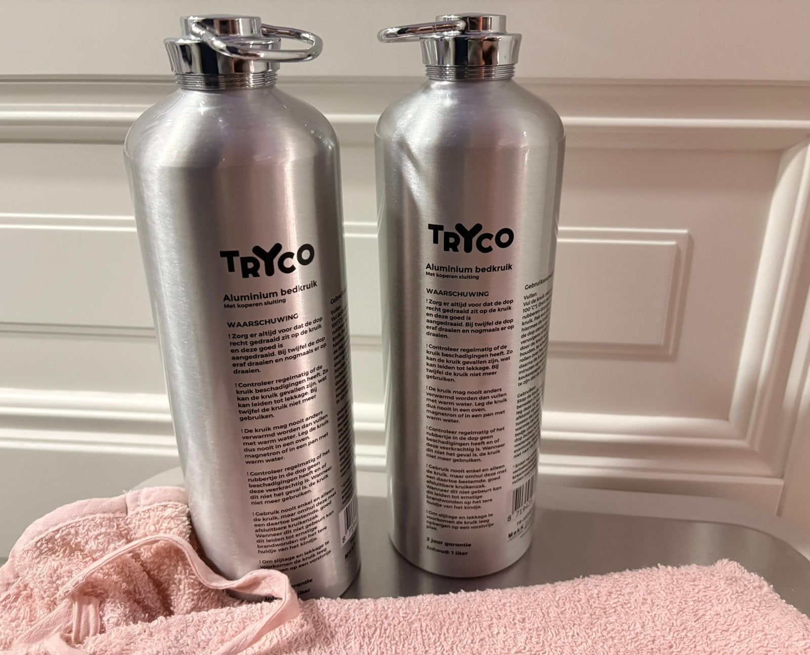 2 Tryco babykruiken, incl.lichtroze kruikhoes van Meyco Baby, Ophalen of Verzenden, Zo goed als nieuw, Overige typen