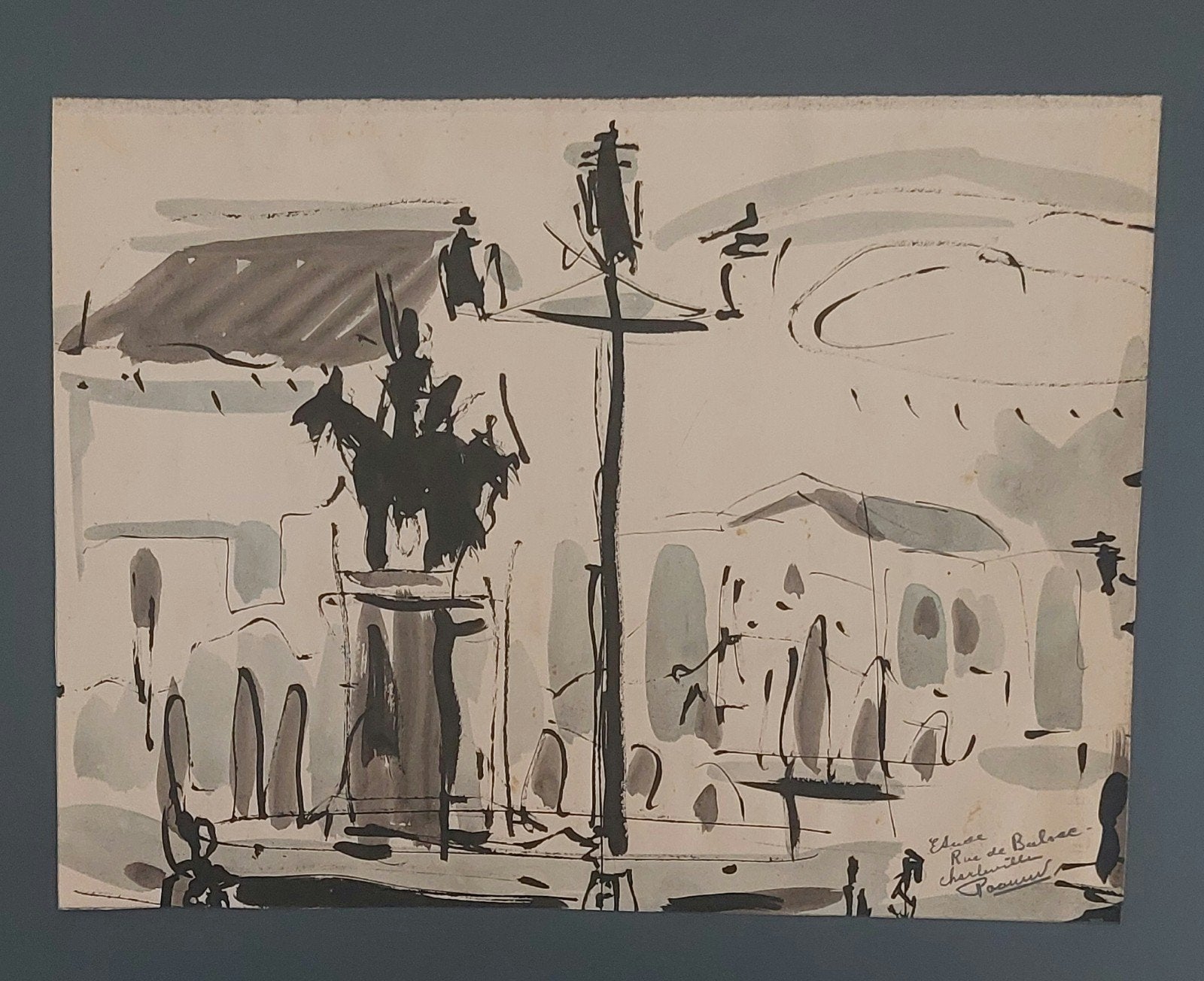 Originele inkttekening Cees Paauw- Franse reisschets, Ophalen of Verzenden