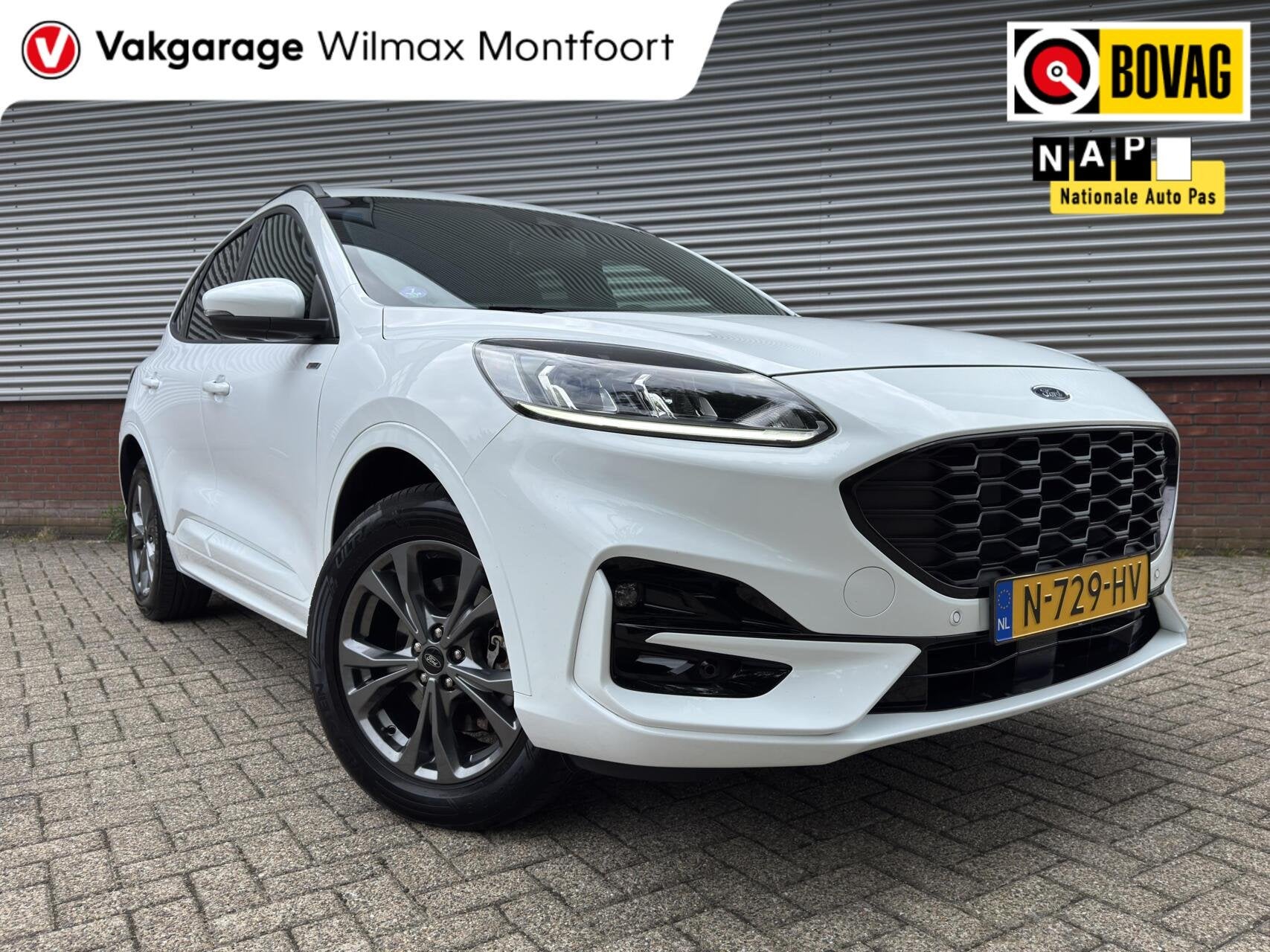 Ford Kuga 2.5 PHEV ST-Line|Elek,trekhaak|Camera|85%SOH|Cruis, Auto's, Gebruikt, Euro 6, Met garantie (alle), Wit