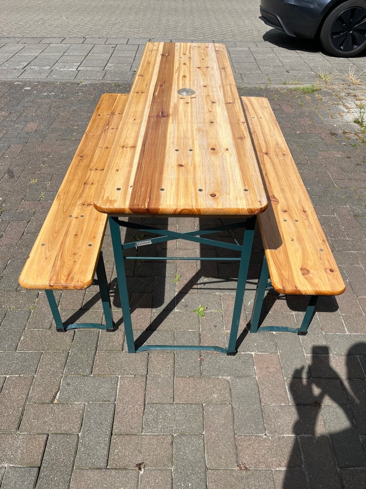 Biertafel met 2 banken - Zo goed als nieuw, Ophalen, Zo goed als nieuw, Inklapbaar, Rechthoekig