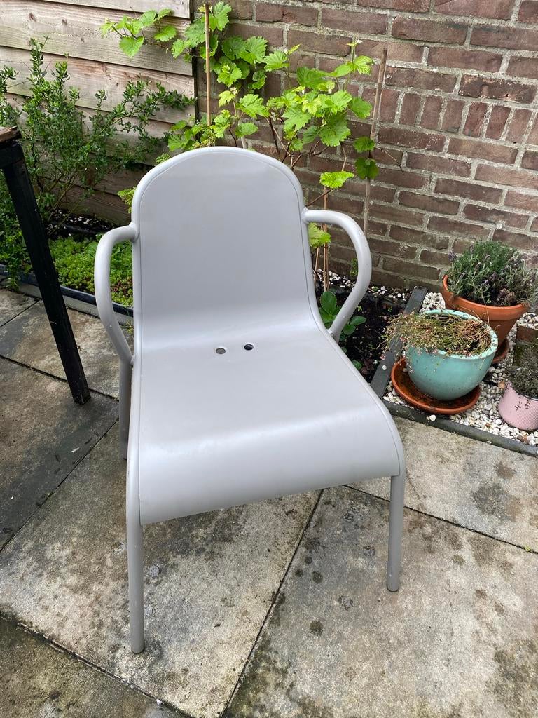 5 Grijze aluminium tuinstoelen van ikea, Tuin en Terras, Tuinstoelen, Ophalen, Gebruikt, Aluminium, Stapelbaar