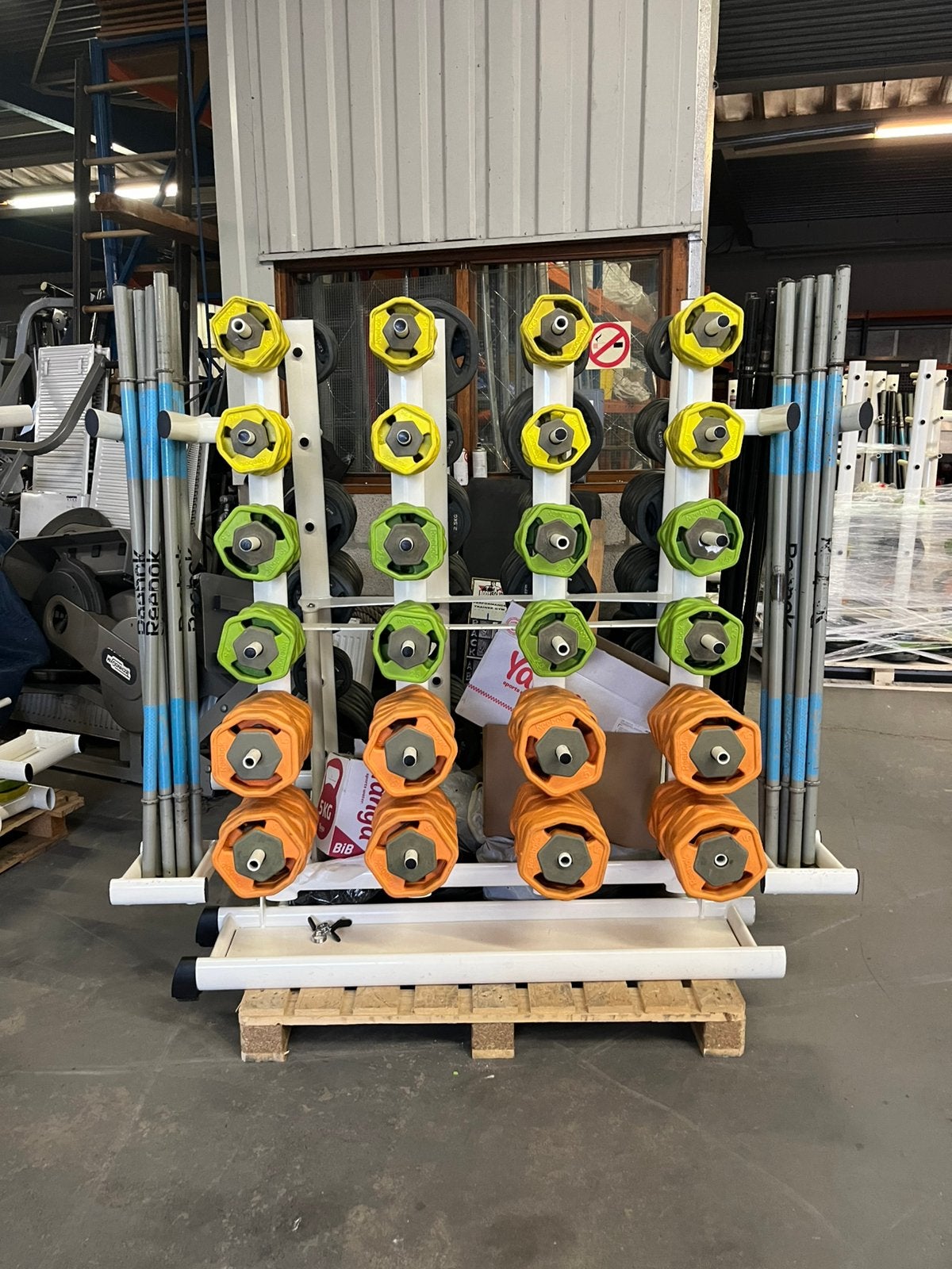 Reebok bodypump set 10 x met rek, Ophalen, Gebruikt, Reebok rep sets, 10 x