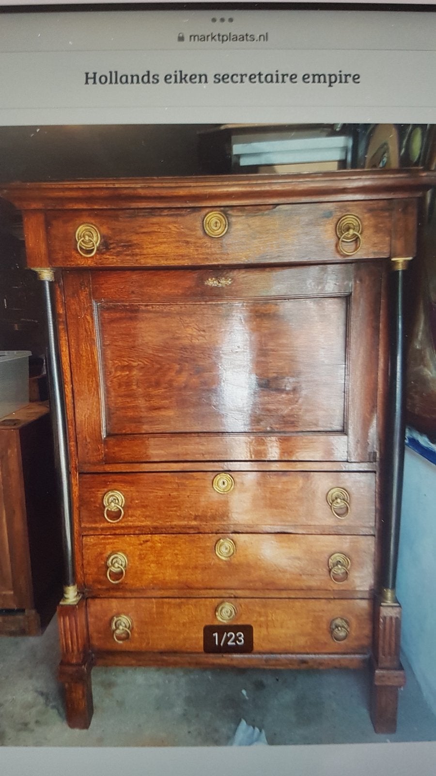 Hollands eiken secretaire empire, Ophalen of Verzenden, Zo goed als nieuw