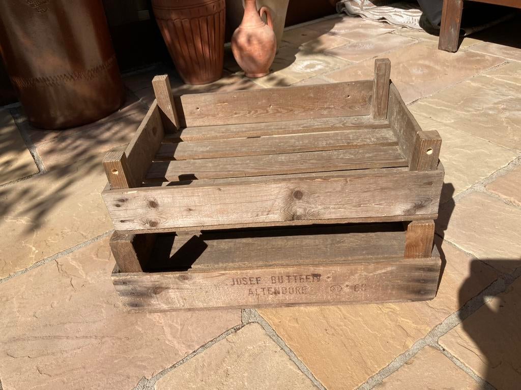 Vintage houten fruitkisten/ set 2, Ophalen, Zo goed als nieuw, 50 tot 100 cm, Minder dan 50 cm