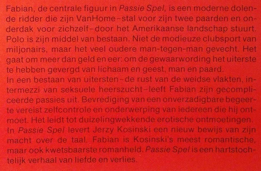 Passie spel - Jerzy Kosinski (1980), Verzenden, Zo goed als nieuw, Amerika