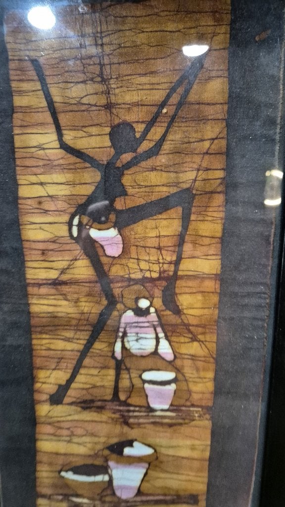 Batik schilderij, ingelijst, Dans. 53x26. 5B14, Antiek en Kunst, Ophalen of Verzenden