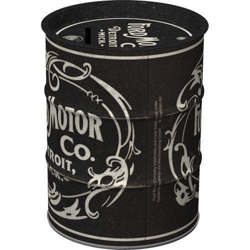 Ford Vintage logo zwart reclame spaarpot van metaal deco, Reclamebord, Info@deconoord.nl, Gebruikt, Deco Noord