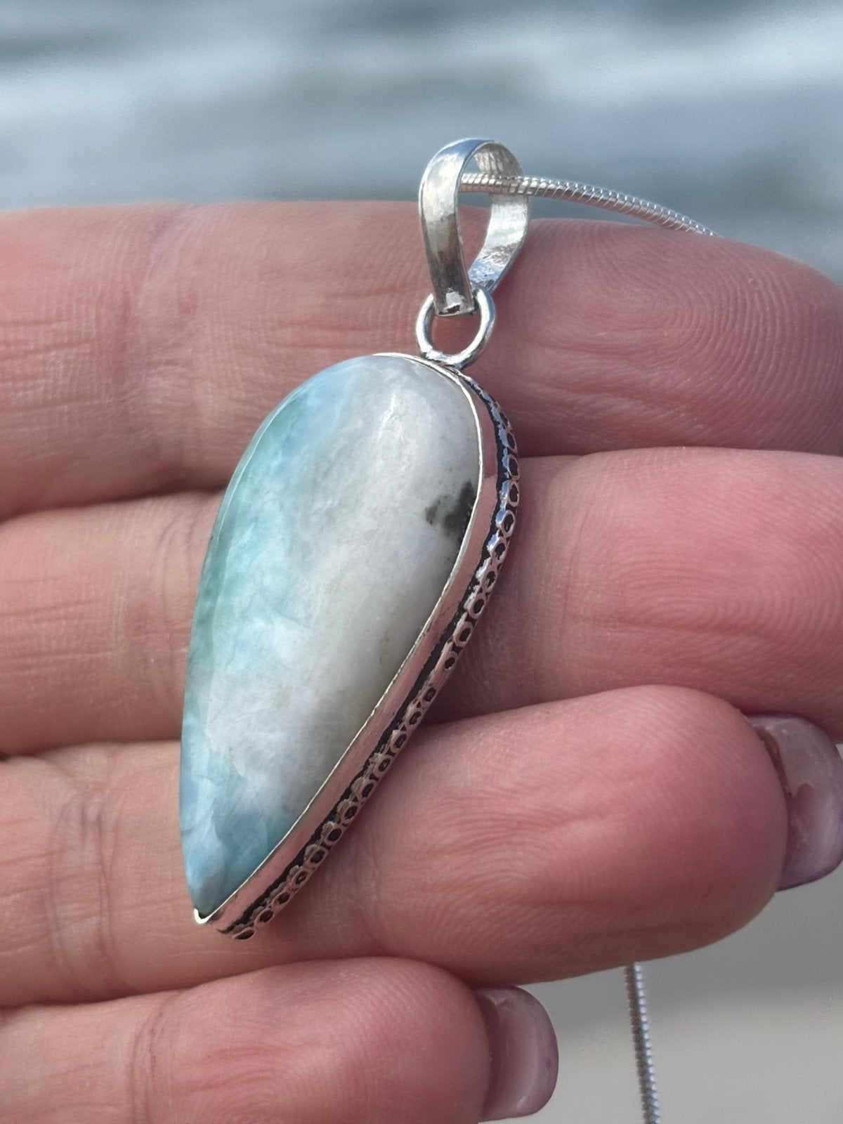 Larimar Ketting met Hanger Zeldzame Edelsteensieraden, Nieuw, Ophalen of Verzenden, Schimmelstraat 5, Saar Bazaar