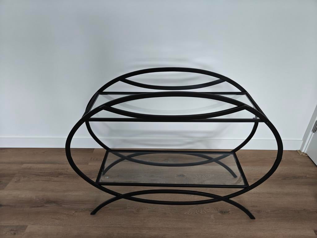 Moderne theewagen, bijzettafel, buttertray glas zwart, Ophalen, Zo goed als nieuw