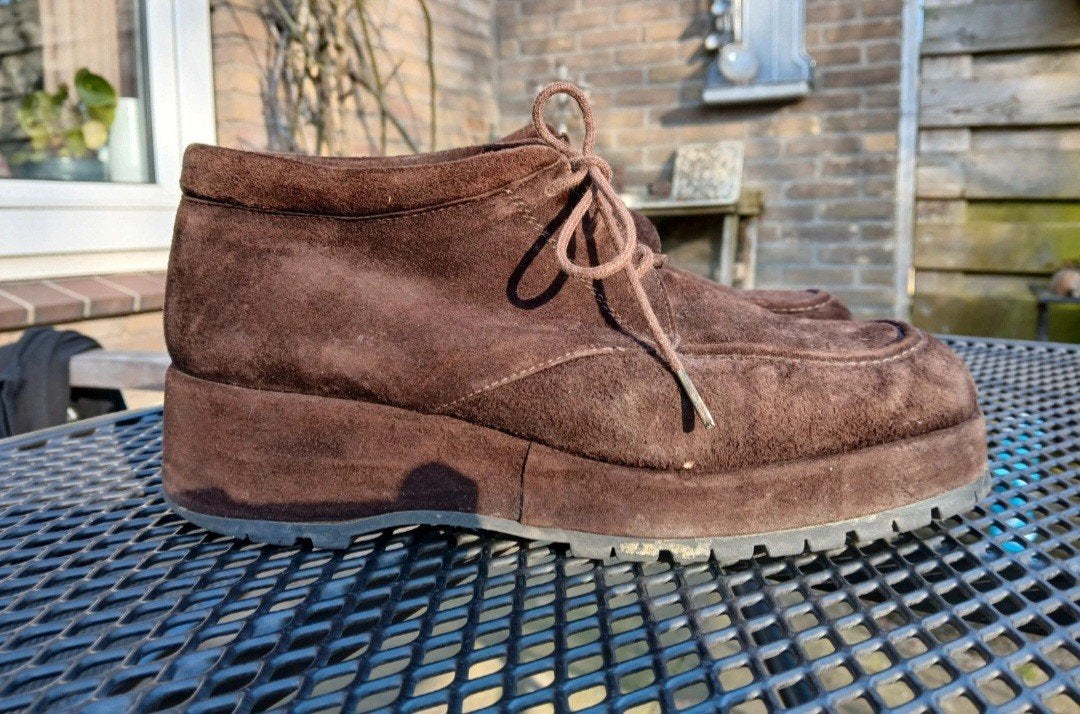 vintage suède veterschoenen, Ophalen of Verzenden, Gedragen, Bruin