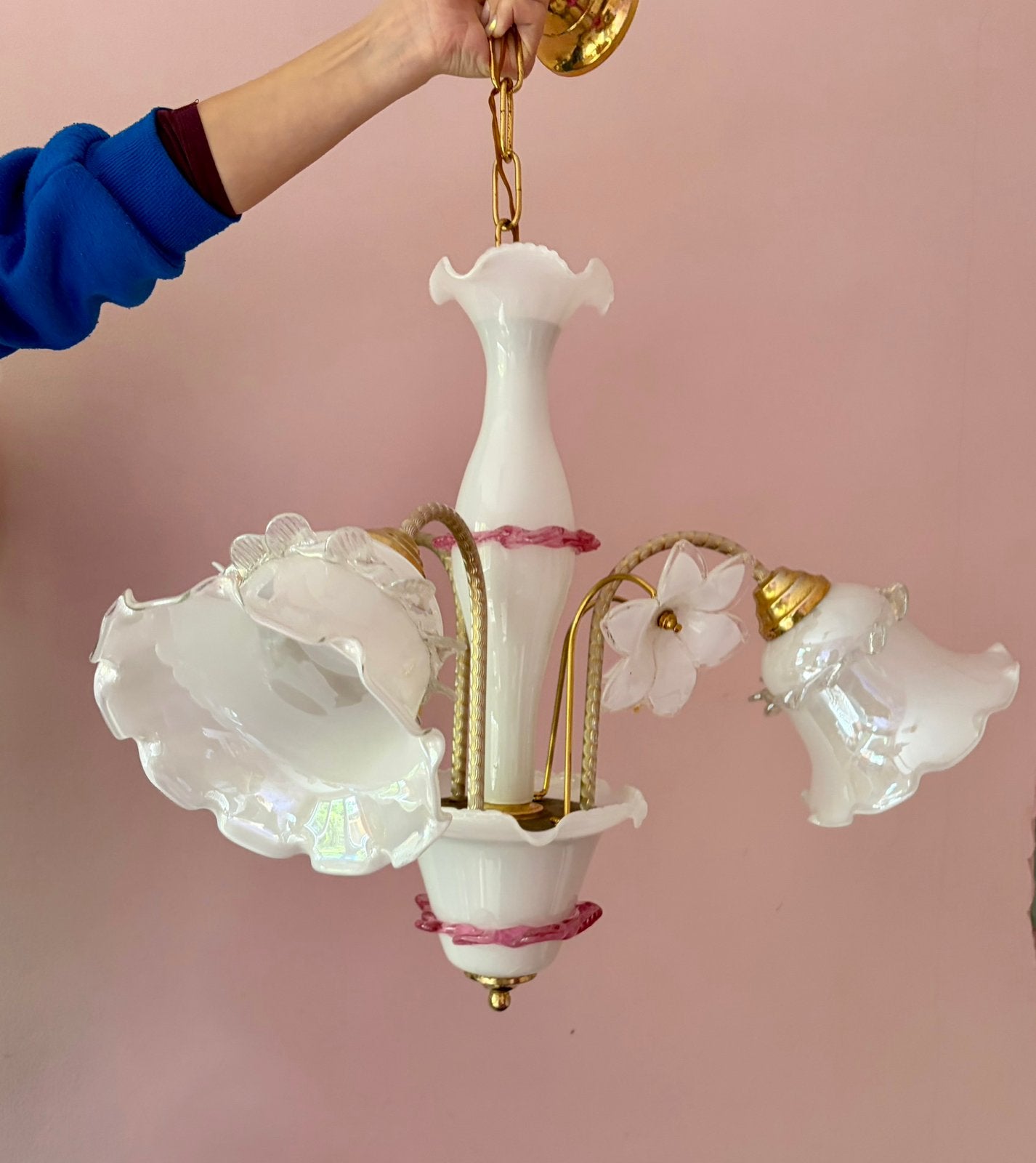Murano glazen kroonluchter, Huis en Inrichting, Lampen | Kroonluchters, Ophalen, Gebruikt