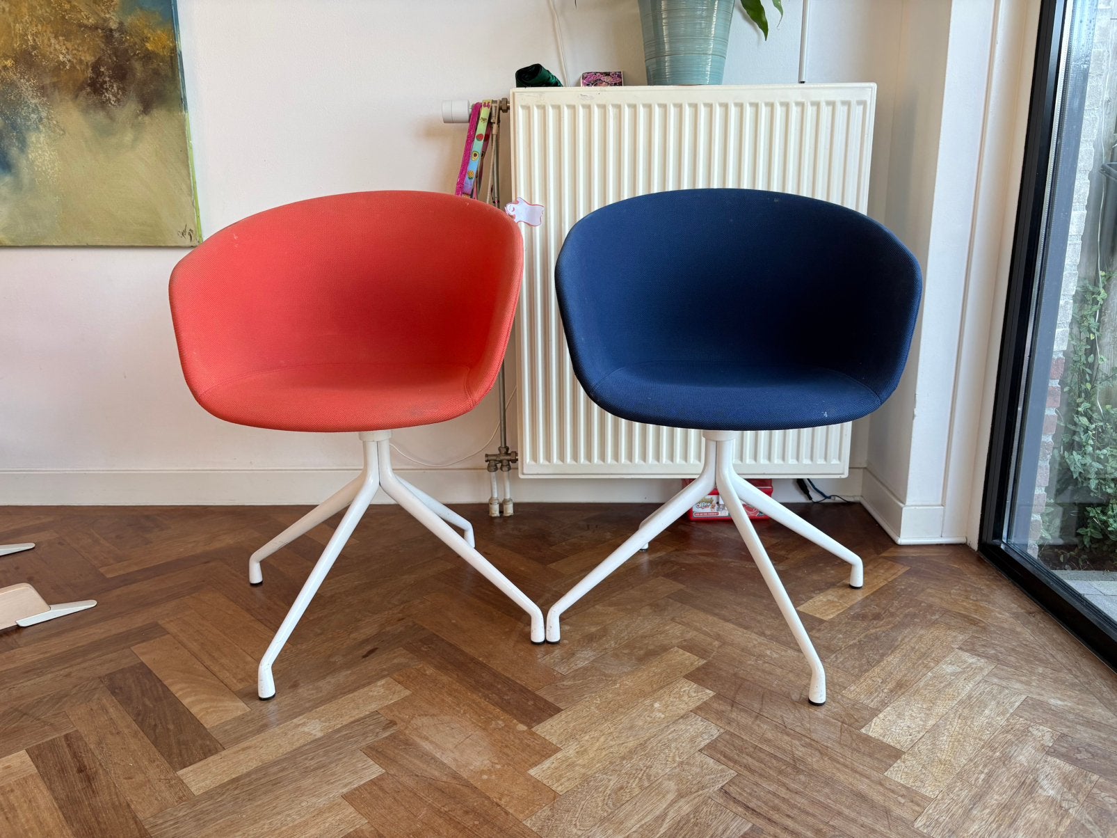 HAY About A Chair AAC 21 set van 4, Ophalen, Gebruikt, Blauw, Vier